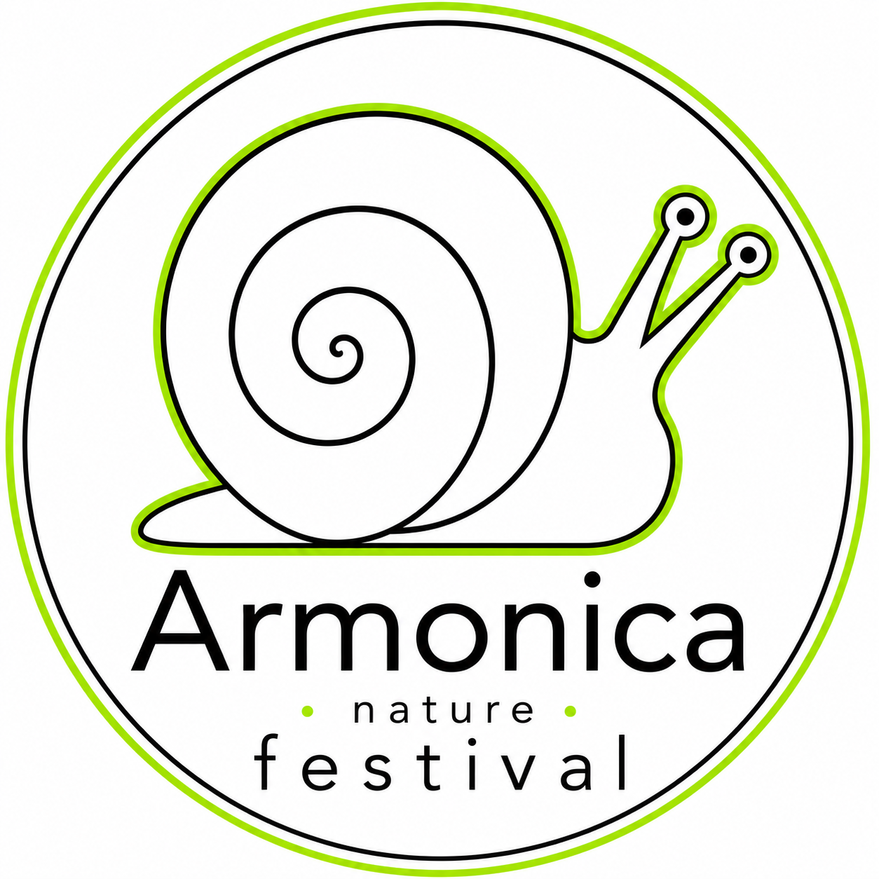 Armonica Nature Festival, logo con una chiocciola disegnata come una spirale